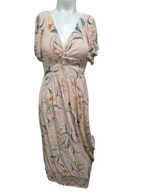 Angie Floral Smocked Maxi Dress Keyhole